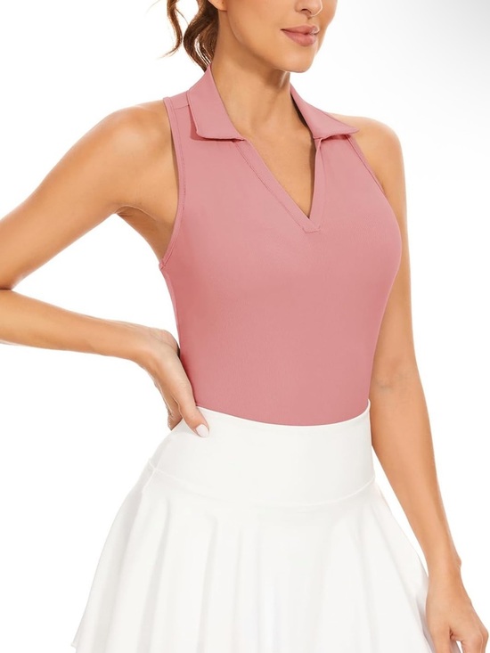 None Tops - Rose Pink Sleeveless Polo V-Neck Tank Top Sz S NWOT